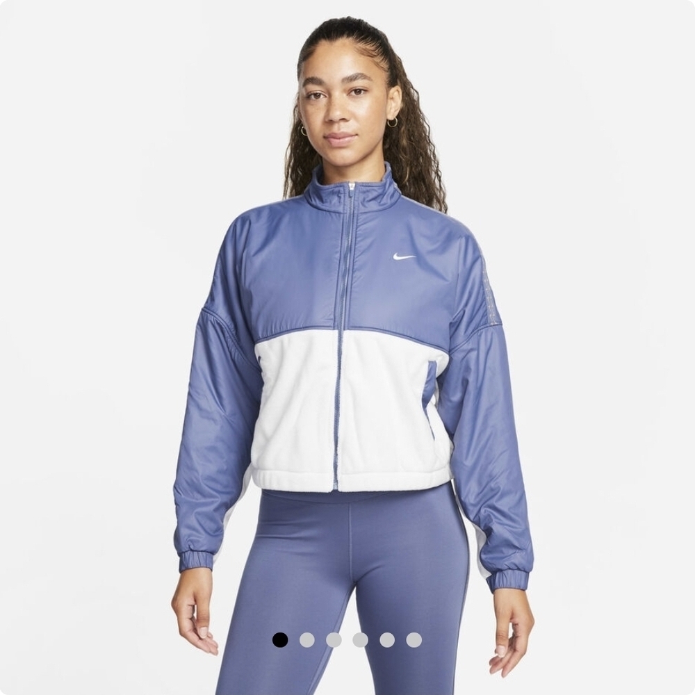 Nike Therma Fit One Women's Blue and White Jacket With Shoulder Datail Size L